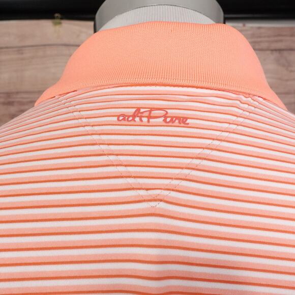 adidas adiPure Polo Shirt Mens Medium Sunglo Tricolor Stripe Golf Stretch CE0629 - Picture 6 of 12